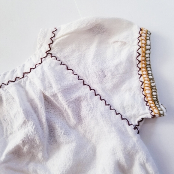 MEXICAN Embroidered White Bohemian Toddler Girl Blouse 12-18m - Picture 7 of 9